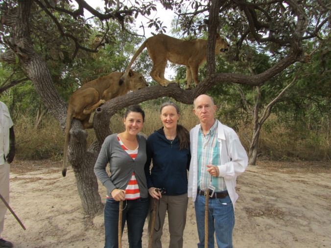 Me, mom and Bob at the wildlife reserve in Toubacouta. They got to pet lions!